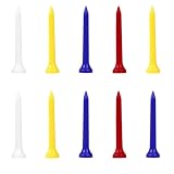 KTUXZCI Unzerbrechliche Golf Tees, Mehrfarbig, aus verstärktem PE Kunststoff, für Stabilität, Golfschläger Zubehör, Trainingshilfen, unzerbrechliche PE, 10 Stück, 54 mm