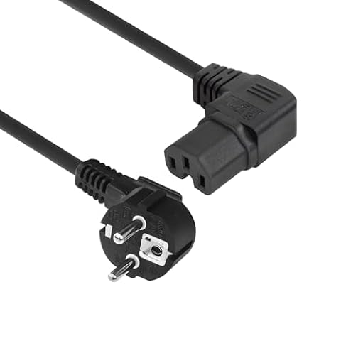 ACT Kabel do podgrzewacza CEE7/7 zgodnie z C15 kątowy po prawej stronie, 1 m przewód zasilający CEE 7/7, kabel zasilający na gniazdo grzejnika C15, kabel zasilający wygięty – AK5349