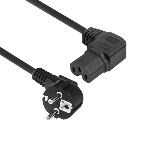 ACT Kabel do podgrzewacza CEE7/7 zgodnie z C15 kątowy po prawej stronie, 1 m przewód zasilający CEE 7/7, kabel zasilający na gniazdo grzejnika C15, kabel zasilający wygięty – AK5349