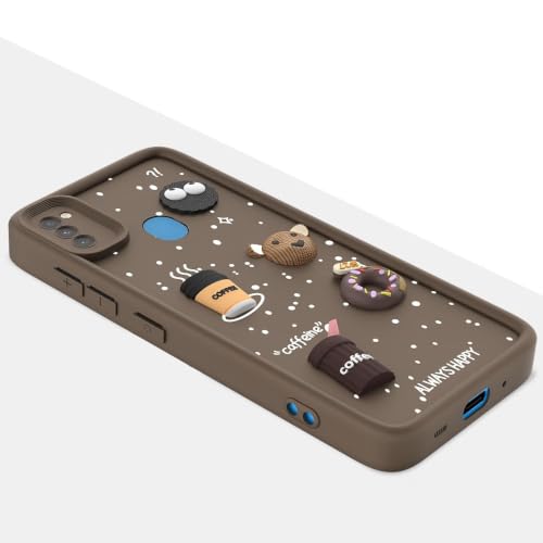 Image of Bintage Back Cover Compatible for Samsung A11 / M11 | Cute Fun Ball | 3D Taddy Smiley Coffee | Milk Case | Full Body Protection - Brown