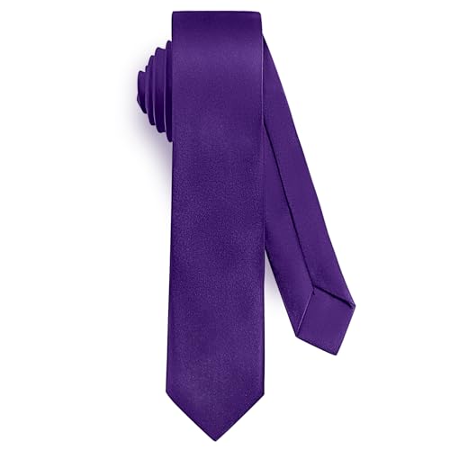 URAQT Cravate Violet Foncé Homme, 5CM Étroit Slim Plusieurs Couleurs Disponibles, Cravate Unie pour Mariage, Affaires Formelle, Cadeau de Fête des Pères