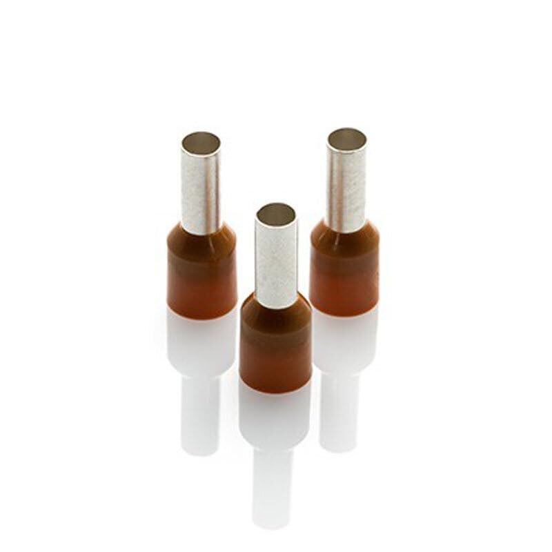 Image of SAFE HOME PRO 100 Pcs,10mm Ferrule Copper Crimp Connectors Lugs End Termnal, Red Insulated Crimp Pin Terminals Copper Crimp Ferrules Wire Cord Pin End E1012 For Multiple Application (10mm)(Browm)