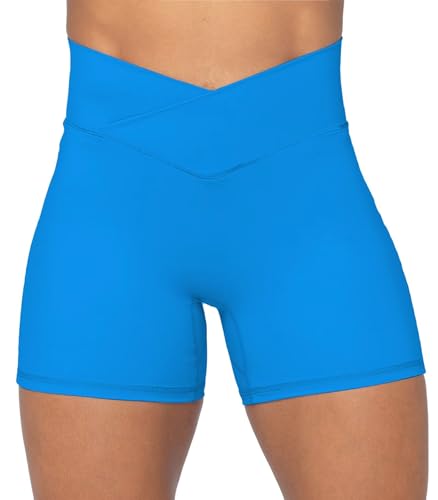 Image of Sunzel Crossover Biker Shorts for Women, No Front Seam V High Waist Yoga Workout Gym Shorts with Tummy Control | 4 Or 6-Inch Inseam, High Waisted, Tummy Control, Crossover Waist, Buttery Soft, No Front Seam, Squat Proof, Compression