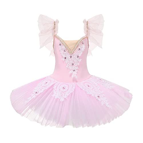 Girl's Professional Ballet Tutu Dresses Pancake Ballet Dance Skirts Sequin Kids' Ballerina Costume For Performance Pink #TOP22