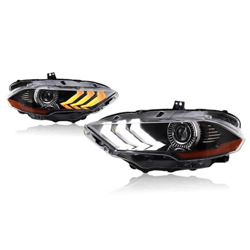 YSQOJF Faros Delanteros Luces coche faros LED para Mustang 2018 2019 2020 conjunto lámpara frontal proyector lente doble haz lados conductor + pasajero cubierta lente lámpara