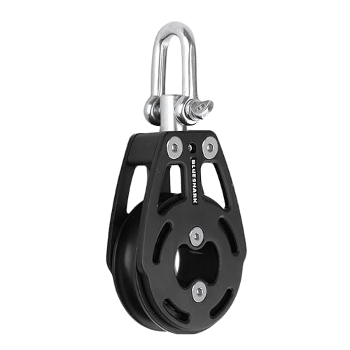 Blue Shark 2310-57 mm Single Swivel Aluminum Sailing Block - Max Line: 7/16” (12 mm), Safe Working Load (SWL): 1100 lbs (500kg), Breaking Load: 3500 lbs (1600 kg) (1-Pack)