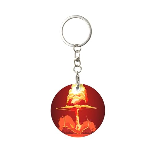 Oxquniv Nuclear Explosion Mushroom Cloud Keychain, Key Chain Keychains Organizer Keyring Holder for Women Men Boys Girls
