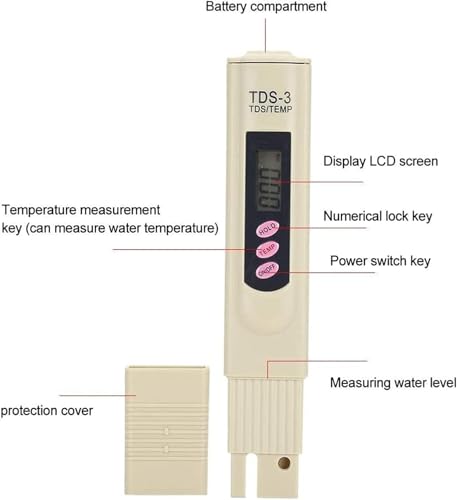 Image of TDS-3 Digital Water Tester with Carrying Case | Handheld Meter for Measuring Water Purity with 0-9990 ppm Range and ±2% Accuracy | Ideal for RO Systems, or Drinking Water
