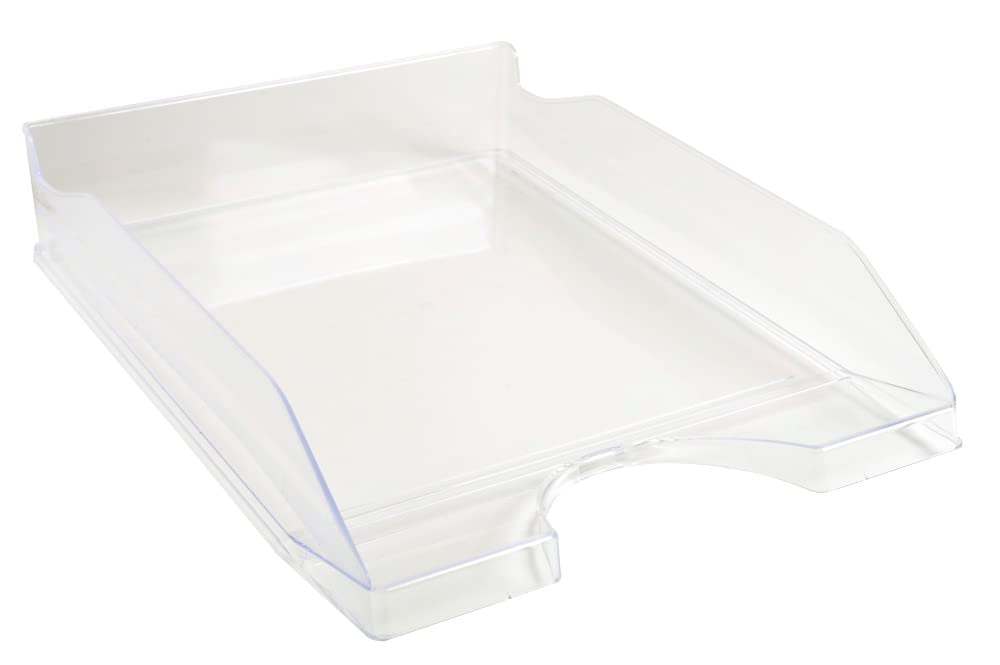 Exacompta - Ref 12323D - Office EcoTray Letter Tray - 245 x 255 x 65mm in Size, Suitable for A4+ Documents, Stackable Vertically, Compatible with Others - Clear