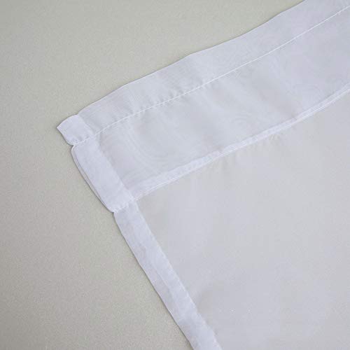Gxi Solid White Sheer Curtain Valance Tiers Set Of 2 Panels 20 Inches Length For Kitchen Bathroom Voile Cafe Curtains Tulle Door Curtain Rod Pocket Window Treatment Valance Tier , W39 X L20 Inch #TOP5