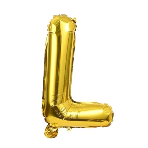 Ballon gonflable Lettre L doré 40 cm – Ballon lettres décoratives pour fête de mariage, anniversaire, Nouvel An, cadeau, bébé, publicité, vitrine,...