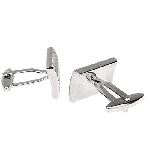 Mancuernillas rectangulares plateadas para hombre miniatura 2