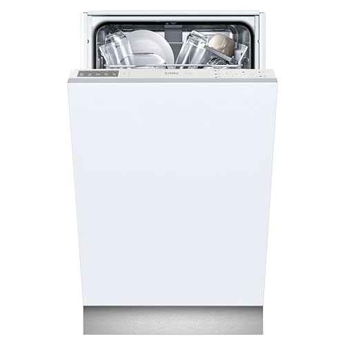 Teknix TBD455 Slimline Integrated Dishwasher 45cm with 10 place settings, 5 Wash Programmes, LED Control Panel and a Delay Timer, Stainless Steel - H81.5 x W44.5 x D55.0 (cm)