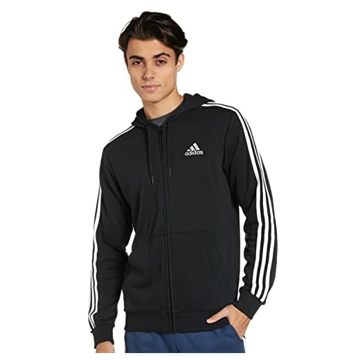 adidas M 3S FT FZ HD Sweat, Mens, Black/White, L