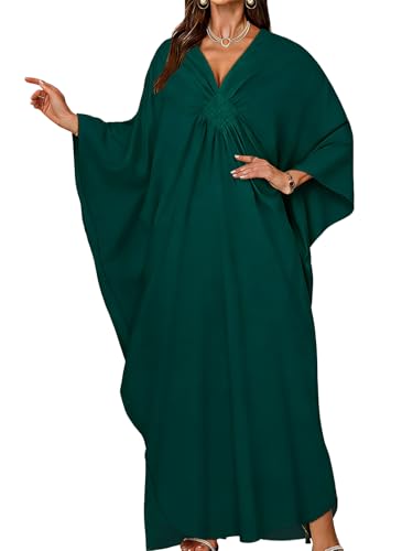 Image of Kaftan Dresses for Women V Neck Caftans Batwing Sleeve Beach Cover Ups
