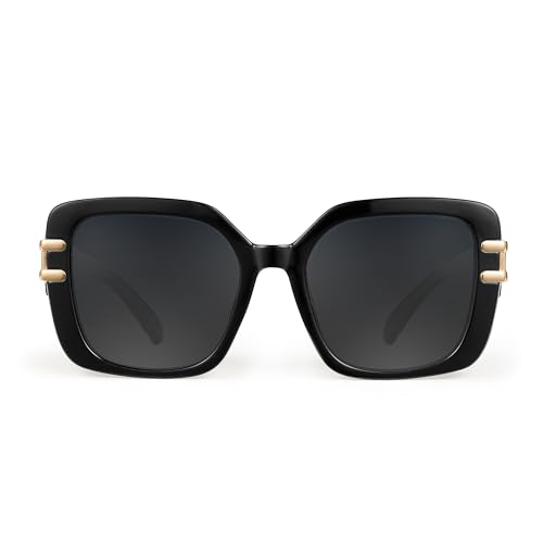 JM Vintage Oversized Square Polarized Sunglasses for Women,Retro Luxury Big Large Sun Glasses UV4003