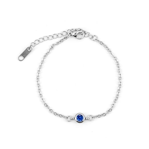 【9月誕生石】サファイア ブレスレット 女性 ギフト プレゼント シンプル 上品 繊細 アクセサリー 誕生日 彼女 母 友人 ギフト 365日対応 銀色 金色 (銀) - ノーブランド品 - 商品画像