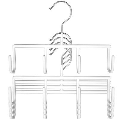 Mawa by Reston Lloyd Non-Slip Space-Saving Clothes Hanger For Belts with 4-Hooks, Style GH, Set of 5, Silver
