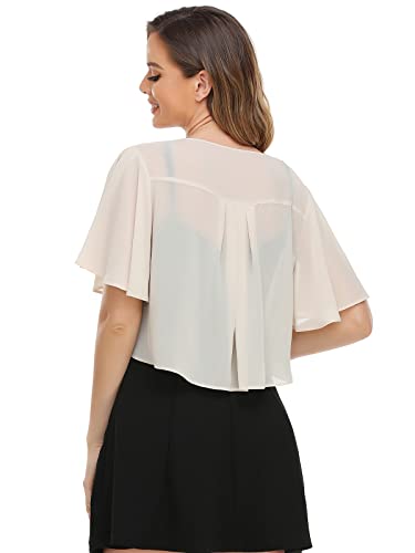 Image of Womens Shrug Chiffon Shawl Wraps Open Front Tie Top Cardigan for Evening Dress