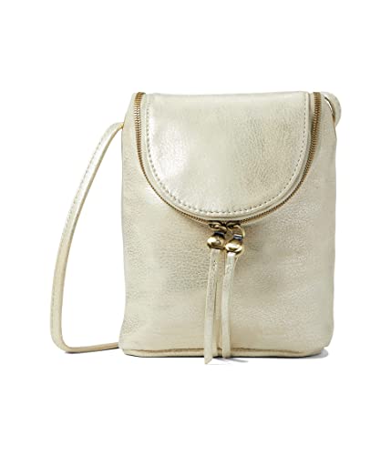 Image of HOBO Fern Stylish Bag for Women - Leather Construction with Top Zip Closure, Printed Lined Interior, and Adjustable Crossbody Strap Bag Pearled Silver One Size One Size