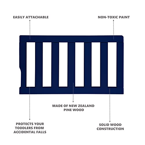 Image of Dream On Me Toddler Guard Rail for Convertible Crib, Solid Wood Bed Rail for Toddler Bed Conversion, Royal Blue