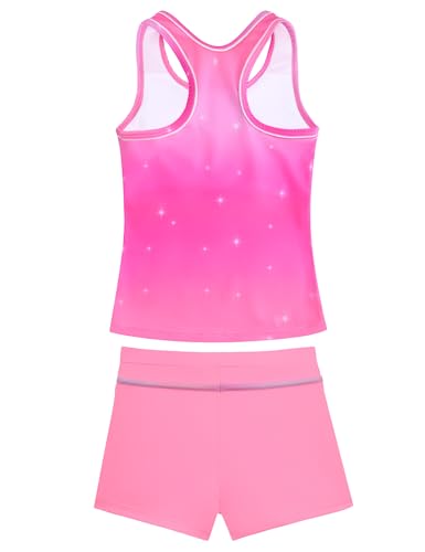 Image of Girls Swimsuits 2 Piece Summer Boyshort Bathing Suit Rash Guard Swimwear for Kids Child Beach with Sun Protection
