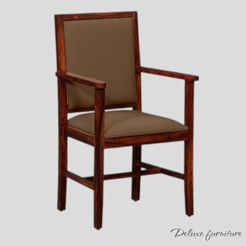 Image of Solid Wooden Chair | Arm Chair for Living Room, Bedroom & Home (48D x 53W x 99H Centimeters (Peshtigo-Honey Oak, One Seat)