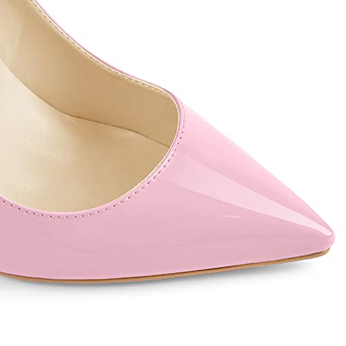 Image of Richealnana Women's Sexy Party High Heels Pointed Toe Slip On Stiletto Pumps Patent Leather Pink Size9.5