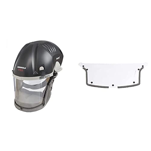 Trend AIR/PRO Airshield and Faceshield Dust Protector - Battery Powered and Air Circulating for Use with All Woodworking Applications & Trend U*WP-AIR/P/07 Visor for AIR/PRO