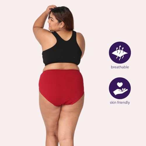 Image of Adira | 3XL to 10XL Cotton Panties for Women Plus Size | High Waist Panty with Full Coverage | Inside Elastic - No Elastic Exposure to Skin | Plus Size | Pack of 3