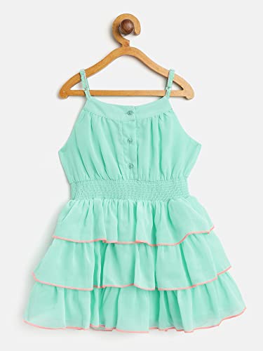 Image of Nautinati Baby Girls Strap Sleeve Fit & Flare Frock | Age 0-3 Years
