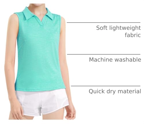 Image of Auranso Girls Polo Shirts Sleeveless Golf Tennis Quick Dry T-Shirts Tops
