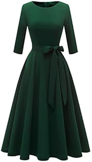DRESSTELLS Cocktail Dresses for Women, Vintage Wedding Guest 3/4 Sleeves Formal Church Tea Dress