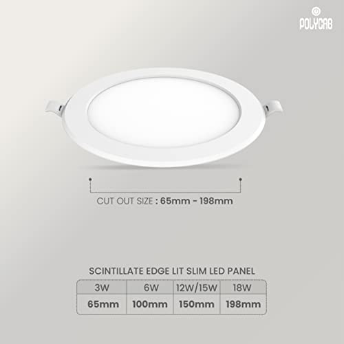 Image of Polycab 12W LED Panel Light Scintillate Edge Slim Round Smart Offers Bright Lumination Long Lifespan No Harmful Radiation (Neutral White, 4000K, 10 PCS, Cut Out: 5.9 inches)