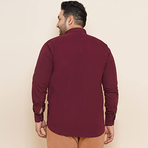 Image of JOHN PRIDE Plus Size Men Regular Fit Long Sleeves Solid Maroon Casual Shirt (EJPSF45220C Maroon)