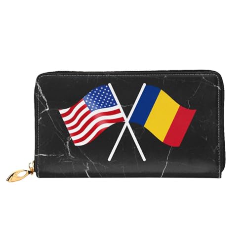 American And Romania Flag Wallet Card Bag2