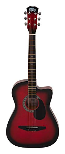 Intern INT-38C-RD-G Linden Wood Cutaway Right Handed Acoustic Guitar Kit, With Bag, Strings, Pick And Strap (Red, 6 Strings)