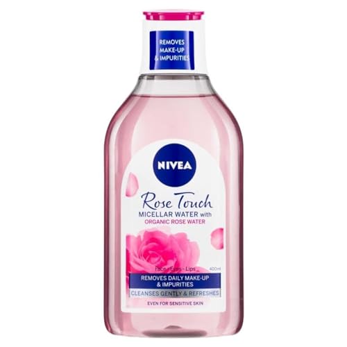 Nivea Micellar Water Rose Touch Make Up Remover Cleanses Hydration Skin Pack of 2 (x 400ml) Formula with Organic Rose Water Effectively Removes Make-up and Dirt