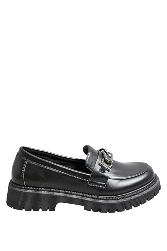 Image of Yours - Chain Detail Chunky Loafers in Wide E Fit & Extra Wide Eee Fit - Women's Black
