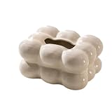 Bubble Shape Tissue Box Holder Moderne Taschentuchbox in Wolkenform Glänzende Kosmetiktuchbox für Badezimmer Wohnzimmer Büro Dekorative Tissue Box Holder (Keramik – Weiß)