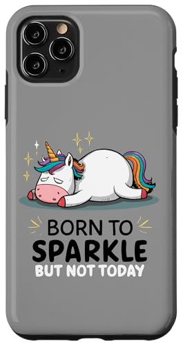 Funny Lazy Unicorn - ��ꂽ - Born To Sparkle But Not Today �X�}�z�P�[�X iPhone 11 Pro Max �p