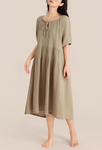 WEWE Robe de Nuit Femme Coton Étagée Col V,XL – vue 2