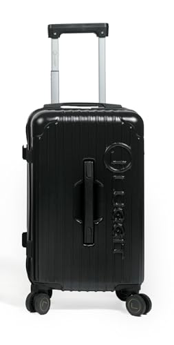 LUGGIT CDG Luxury Trunk Trolley Bag (20 Inch) | Polycarbonate Hard Shell Suitcases with USB Port & TSA Lock | Durable Spinner Cabin Luggage for Travel (Black, Small)