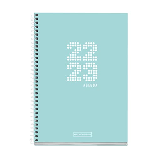 MIQUELRIUS - Agenda September 2022 August 2023 - Week Vista - Plus Size 15 x 21.4 cm - Bilingual: Catalan, English - School - Blue
