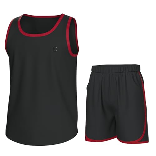Boys Clothing Sets, Boys Athletic Shorts & Sleeveless Shirts, Crew Neck Kids Tank Top Clothes Size 3-16 (2 Pcs Set) - Main Image