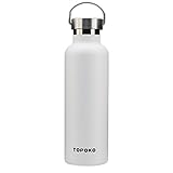 TOPOKO 25 oz Stainless Steel Vacuum Insulated Water Bottle, Keeps Drink Cold up to 24 Hours & Hot up to 12 Hours, Leak Proof and Sweat Proof. Large Capacity Sports Bottle (White)