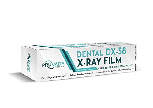 Pruvade Dental X-Ray Film | Adult, Size 2 | D Speed Dx-58 (150/Box) Vinyl Packing Single Film, Dental Intraoral Xray Film Adult Size 2, Box/150 #TOP11