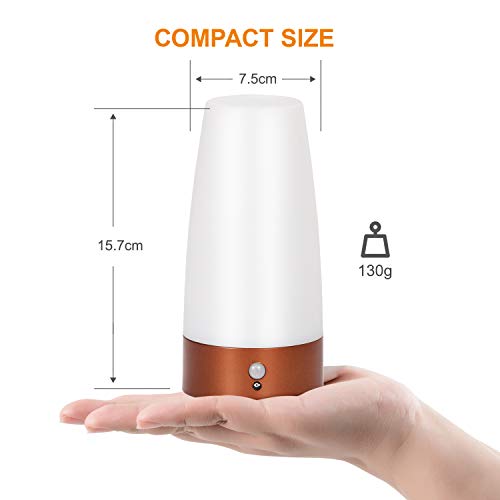 GAGAYA Portable PIR Motion Sensor Retro LED Night Light, Wireless Battery Operated Moving Table Lamp for Kids Room, Nursery, Child House, Living, Bedroom, Hallway, Stair, Kitchen (Golden Round)