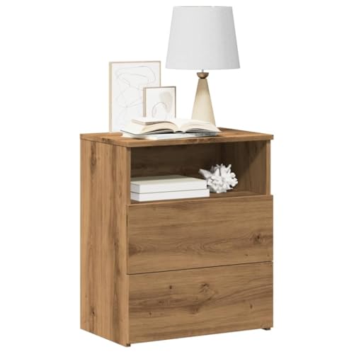 Homgoday Mesillas de noche, 2 unidades, mesitas de noche, mesitas de noche, mesita auxiliar para cama, dormitorio, salón, roble Artisan, 50 x 32 x 60 cm, madera