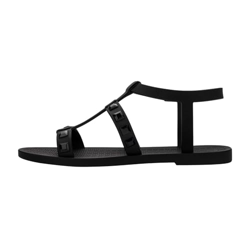 Melissa Sun River - Sandalias de gelatina de gladiador de moda, sandalias con tachuelas para mujer, gelatinas para adultos, zapatos de gelatina, Negro -, 35 EU